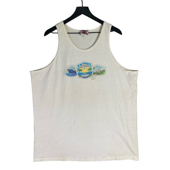 Vintage Disney Castaway Cay Unisex Tank Top 2XL White‎ Summer Casual - Picture 1 of 8